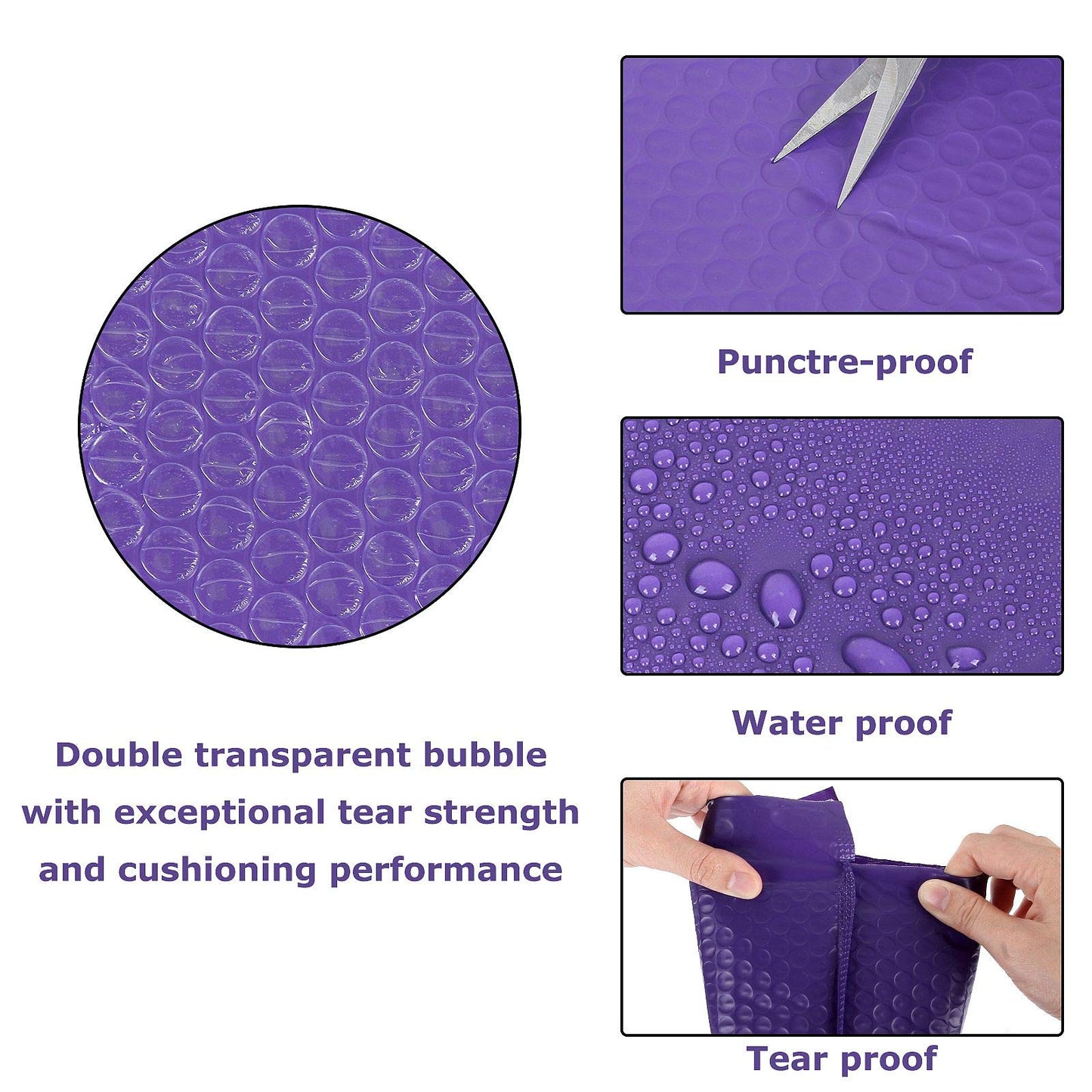 Aconnet Bubble Mailers 10x13 inch Mailing Envelopes Bubble Padded Waterproof Self Seal Padded Envelopes with Strong Self-Adhering Pack of 25 (Purple)
