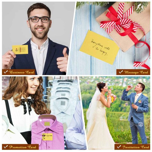 Fainne 2000 Pieces Blank Printable Business Cards Mini Note Index Perforated Card Stock Compatible with Laser and Inkjet Printer Double Sided Printing Paper 10 Cards/Sheet (Yellow)