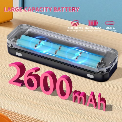 yanxio Portable Printers Wireless for Travel, Portable Printer, Inkless Thermal Printer, Support A4/8.5 x 11'' Thermal Paper for Office, Travel, Home, Support iOS, Android, Windows