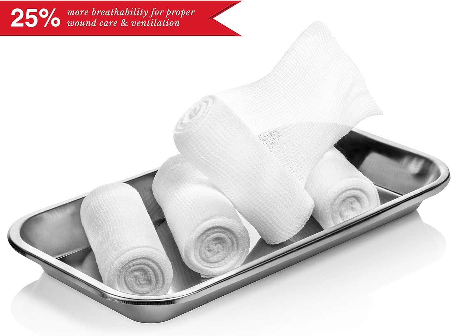 Swiss Safe Long Elastic Stretch Gauze Rolls - 4 Inch x 8 Yards | 24 Pack for Enhanced Wound Care