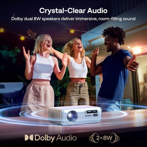 Aurzen EAZZE D1G 4K Smart Projector - WiFi & Bluetooth, Auto Focus, Dolby Audio | Portable Mini for Home & Outdoor