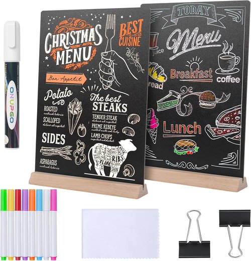 Regine Switzerland 8x12 Inch Tabletop Chalkboard Sign - 2 Pack Menu Boards for Weddings & Events