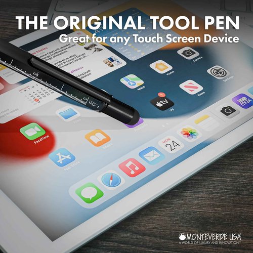 MONTEVERDE USA 9-in-1 Tool Mechanical Pencil in Black – Multifunctional Pencil with Stylus, Screwdrivers, Ruler, and Eraser – Exclusive Collection Great Gift for Professionals