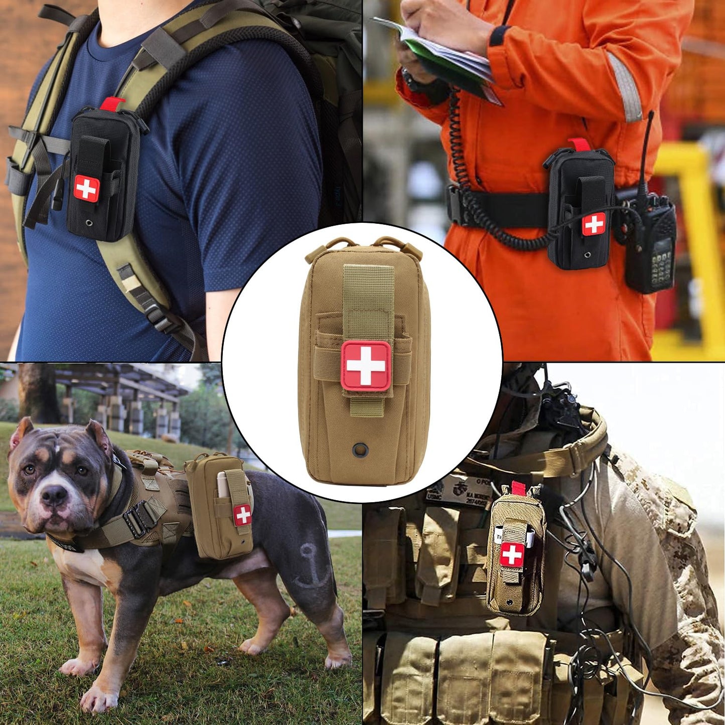 ifak Pouch Small Molle First aid Bag Empty Trauma Medical Bag Tactical Belt Pouch (US-TAN)