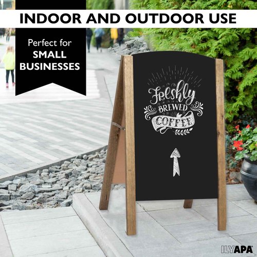 Ilyapa A-Frame Chalkboard Sidewalk Sign - 20 x 30 inches, Rounded Top Folding Standing Sandwich Sign - Menu Display for Restaurant, Business, Weddings