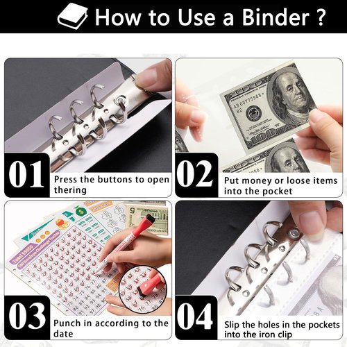 100 Envelopes Challenge Binder Money Saving Challenge Book for Money Saving, A5 Savings Binder Budget Planner with Cash Envelopes and Stickers, Horse And Landscape
