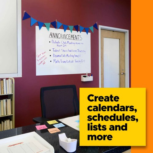 Post-it Dry Erase Surface with Adhesive Backing, 36" x 24", White – Transform Surfaces into a Dry Erase Board – Easy Installation and Removal