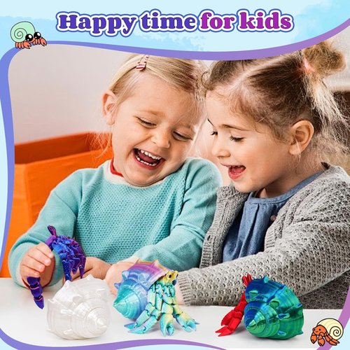 Skiennix 3D Printed Hermit Crab Toy - Full Articulated Flexible Fidget for Autism & ADHD | Blue Green
