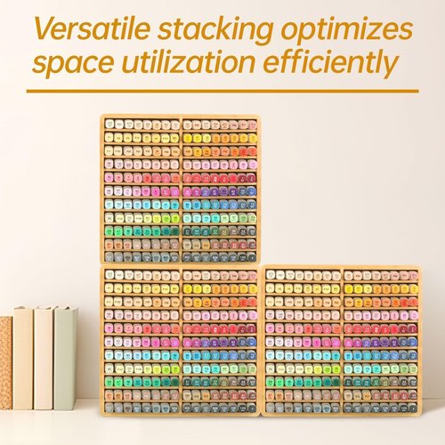 walowalo Marker Organizer Hold 176 Markers Birthday Gifts Bamboo Pen Holder Art Supply Pencil Storage Organizer with 22 Compartments All-in-One Marker Storage for Home Office Desk Classroom