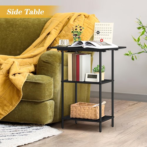 Luplom Black Modern Printer Stand with Storage 3 Tier Rolling Cart, Large Printer Table for Home Office, Multi-Level Storage, Compatible with Printers, Scanners, Office Supplies