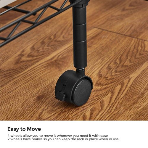 SONGMICS 3 Tier Wide Printer Stand with Wheels, Rolling Printer Table Cart with Metal Storage Shelf, for Home and Office, 16.1 x 12.2 x 15 Inches, Black ULGR301B01