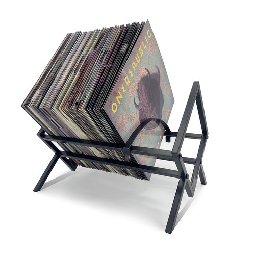 OrigoDeco Vinyl Record Storage Holder Black - Vinyl Storage Rack 70 Album Holder Display Stand - Book & Record Album Storage - Album & LP Storage Organizer