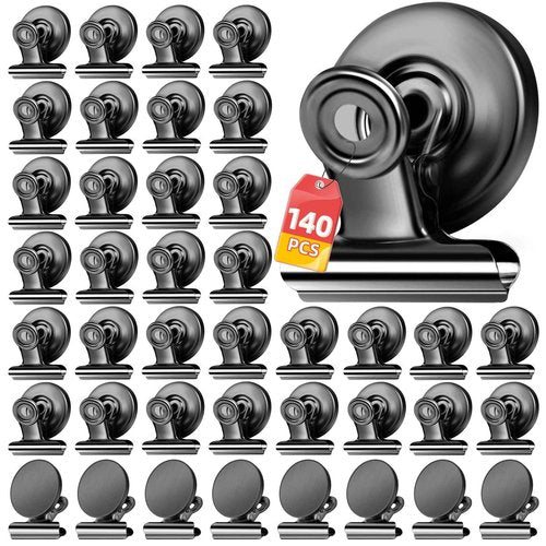 VNDUEEY 140 Pack Magnetic Clips Fridge Magnet, Magnetic Paper Clip Holder, Whiteboard Clip Magnets Refrigerator Magnet, Strong Magnet Clips for Whiteboard Locker