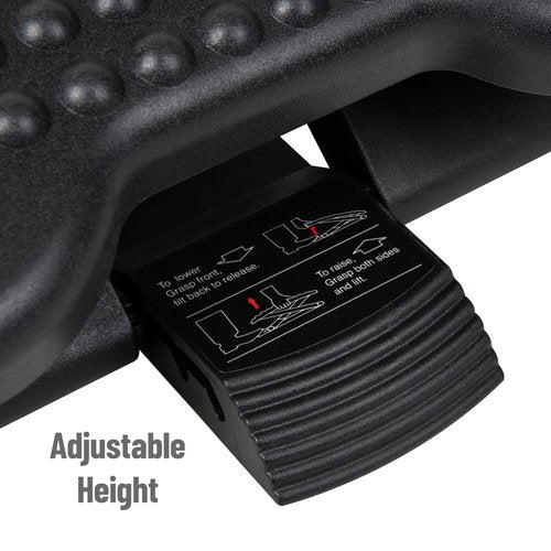 Mind Reader Foot Rest, Under Desk at Work, Ergonomic, Height Adjustable, Office, Plastic, 17" L x 13" W x 6.25" H, Set of 2, Black