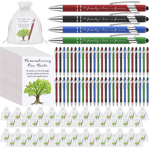 Janlaugh 50 Sets Family Reunion Favors a Family's Love Is Forever Pens with Remembering Our Roots Notepad for Home Reunion Gathering Party Favors Decorations Household Gifts Souvenir