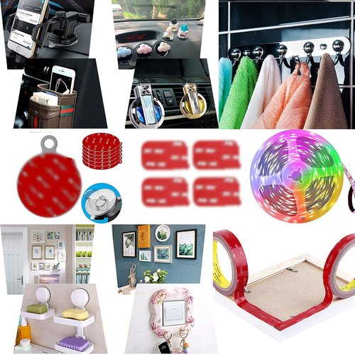 Double Sided Tape Heavy Duty Mounting Tape Strong Adhesive Tape Waterproof Foam Tape Picture Hanging Strips Carpet Tape Rug Gripper for LED Strip Light Indoor and Outdoor (1in X 10ft)