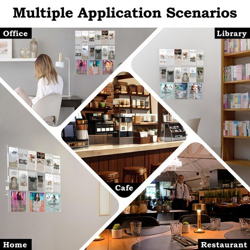 Acrylic Brochure Pamphlet Holder, 3 Magazine Holders and 12 Pamphlet Holders, Clear Brochure Display Holder Wall Mount, Trifold Flyer Rack, Literature Storage Rack for Home, Offices, Waiting Room