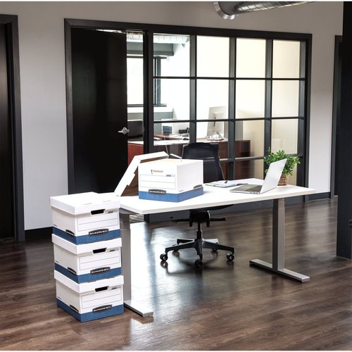 Bankers Box 20 Pack STOR/FILE Medium-Duty File Storage Boxes, FastFold, Lift-Off Lid, Letter/Legal, White/Blue