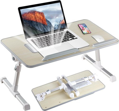 8AMTECH Laptop Desk - Adjustable Laptop Stand with Cooling Fan for Work & Play | Ideal for Bed & Sofa