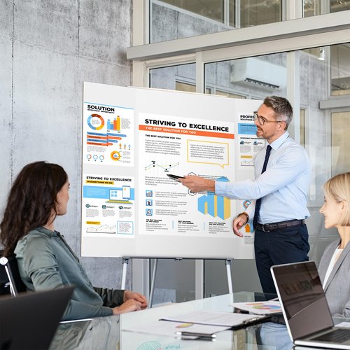 AKONEGE 2 Pack 36" x 48" Trifold Poster Board for Presentation, White Corrugated Cardboard Large Tri Fold Poster Board for Science Fair, Office & School Projects, Photo Displays, Exhibitions Event