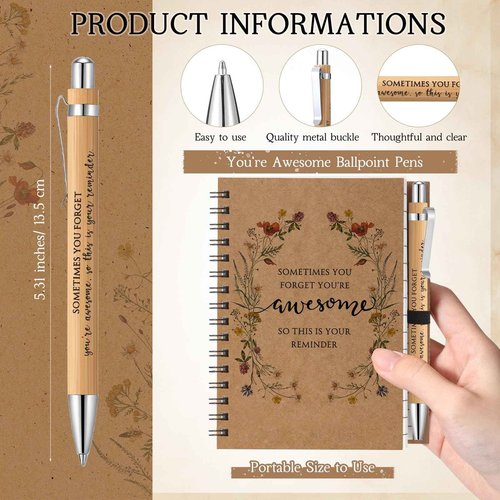 Sayglossy 40 Pcs Christmas Flowers Notepads Pens Gifts Bulk Inspirational Small Floral Pocket Notebooks and Pens Gifts for Mom Women Coworker Employee Teacher Nurse Office School Supplies