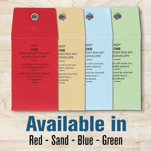 BankSupplies Stock Key Envelopes | Compact Red Safe Deposit Envelope | Pack of 100 | 2-1/4W x 3-1/2H | Re-Closable Snap Lock Fastener | Durable Construction