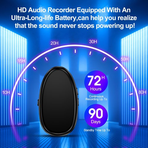 128GB (9680 Hours) Digital Voice Recorder with Triple Noise Reduction, MP3 Audio Recorder with Outside Speaker, 3072kbps HD Portable Recording Device for Work, Lectures, Black