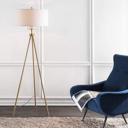 Safavieh Lighting Collection Enrica 66" Brass and Gold Floor Lamp