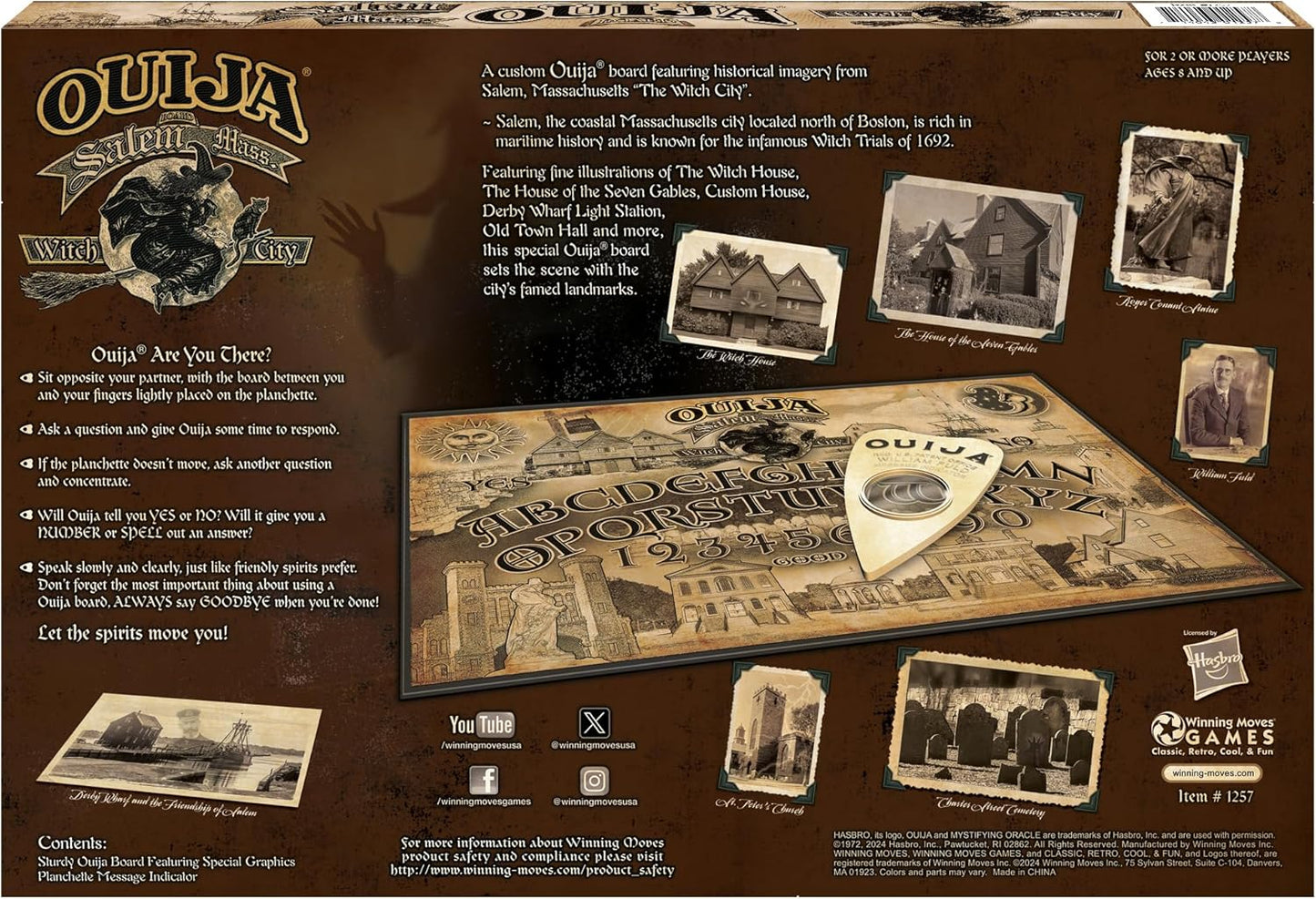 Winning Moves Games USA Ouija Board - Salem Edition | Spooky Dark Design for 2+ Players, Ages 8+
