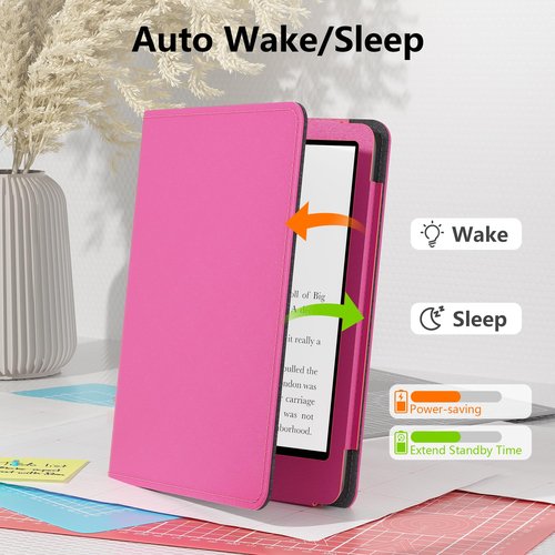 Lainergie Stand Case for Tablet with Hand Strap and Auto Sleep Wake,Raspberry