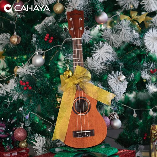 CAHAYA Concert Ukulele 23 Inch Ukulele Kit Beginner Starter with Carrying Bag, Shoulder Strap, Fretboard Stickers, for Both Adults and Kids in Mahogany CY0336