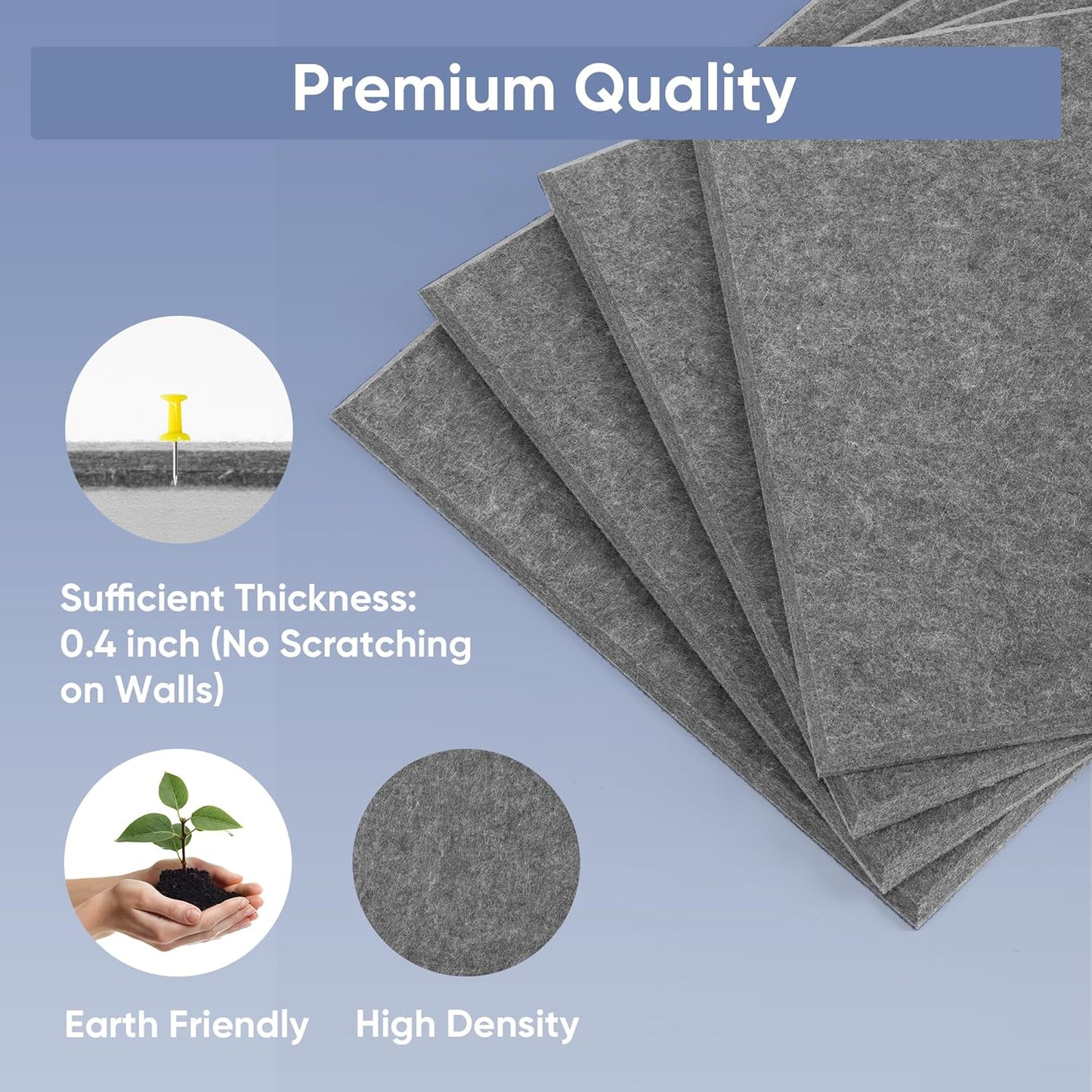 VUSIGN Large Cork Board - 47"x35" Bulletin Board with Adhesive Tabs & Push Pins | Grey Felt Wall Tiles