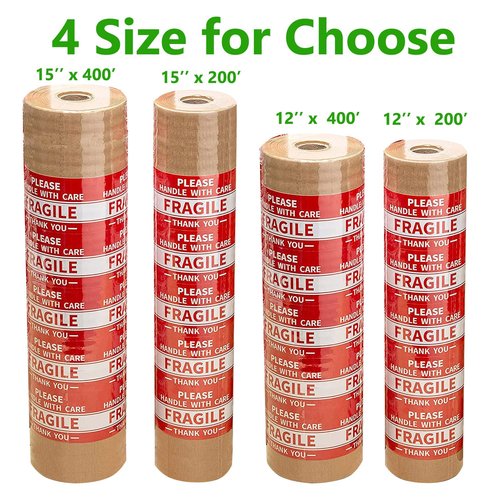 Honeycomb Packing Paper,12" W x 200' L Bubble Cushioning Wrap for Moving,Products & Gifts Wrapping Paper,Recyclable and Biodegradable Cushioning Packing Material with 20 Fragile Sticker Labels