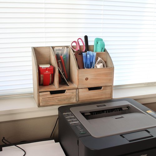 Creekview Home Emporium Wooden Office Desk Organizer - Rustic Wood Desk Organizer for Office Supplies, Mail, or Books