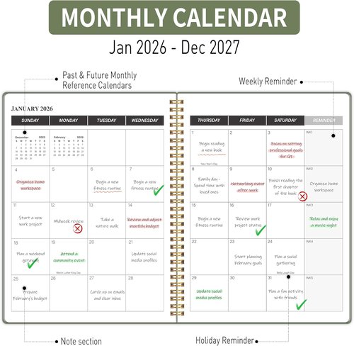2026-2027 Monthly Planner by [Brand Name] - 24-Month Calendar with Habit Tracker & To-Do List | 7.5" x 10", Spiral Binding
