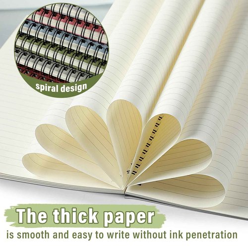 Fuutreo 6 Pack Spiral Notebooks 10.5 x 7.45 Inch College Ruled Journal with Kraft Cover, B5 70 Sheets (140 Pages) for Stundent Study and Office Use(Fresh)