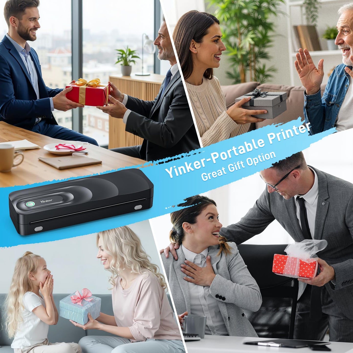 Yinker Portable A4 Thermal Printer | 3 Rolls Thermal Paper & 2 Folding Papers Included | Inkless Bluetooth Printer w/Carry Case, Supports 8.5"x11" US Letter, Cellphone APP Compatible for Travel