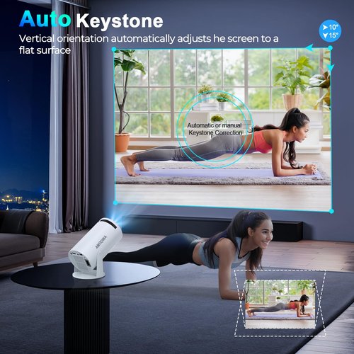 Portable 4K Mini Projector with WiFi and Wireless Bluetooth, Smart Proyector with Android 11, Projector with apps built in, 270° Rotatable, Auto Keystone,35"-130" Screen,Projector 4K Ultra HD