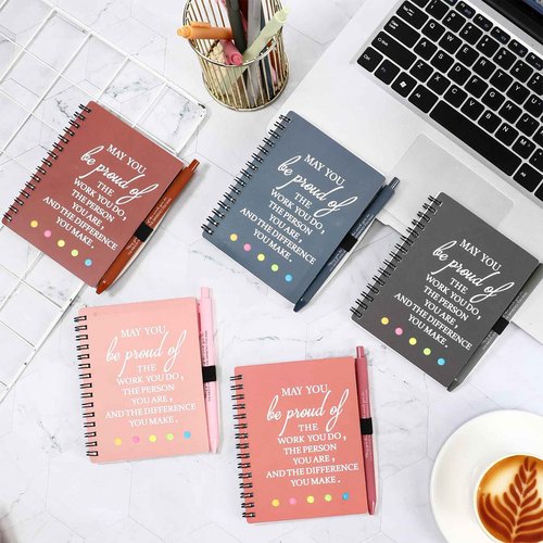 Resurhang 48 Pcs/24 Set Christmas Employee Appreciation Gift for Coworkers Staff Teacher Nurse Practitioner Positive A6 Spiral Journal Notebook with Pen for Team Gift(Fresh Color,May You)
