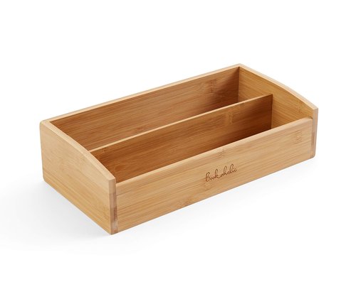 Bookaholic Desk Organizer 2 Tier Bamboo Desk Storage for Office Supplies, Toiletries, Crafts, Great for Desk, Vanity, Tabletop in Home or Office