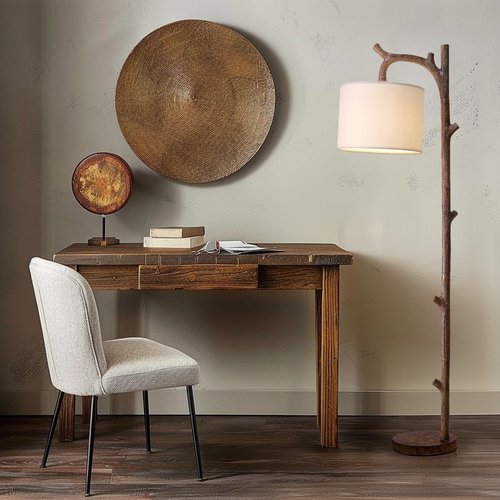 OYEARS Retro Farmhouse Floor Lamp for Living Room Rustic Standing Lamps Tree Trunk Deco Modern Country Vintage Wood Floor Lamp（Brown）