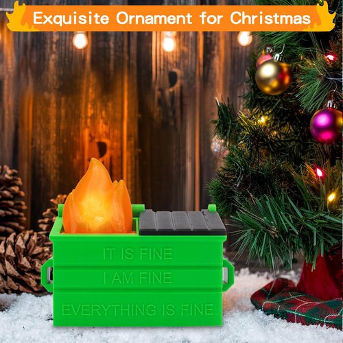 HOMQYTE Dumpster Pencil Holder with Flame Light and Charging Port Dumpster Pen Holder Desk Accessories for Office Christmas Decor (Green, 1P)