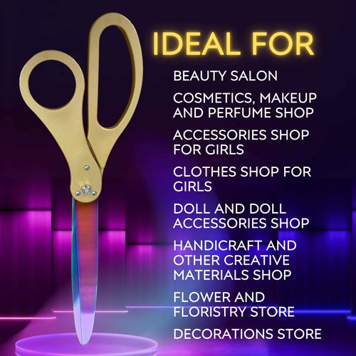 NEW EDITION Grand Opening Scissors – 25'' Shears Gold with Rainbow Blades for Ribbon Cutting Ceremony Heavy Duty Golden Scissors Ribbon Cutting Shears for Inauguration Ceremonies & Special Events