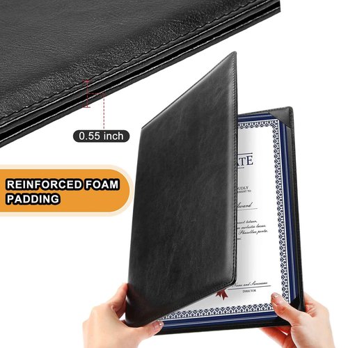 Tenare 20 Pcs Leather Certificate Holder 8.5 x 11 Inch PU Black Red Blue Purple Phd Bachelor Master Diploma Cover Professional Award Folder for Official Graduation Competition Contest Charity (Black)