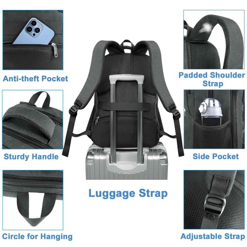 MATEIN 18 Inch Backpack for Men, Extra Large Work Backpack with Lunch Compartment, Water Resistant Insulated Cooler Computer Bag with USB Port, Sturdy Padded Carry On Laptop Daypack for College Travel
