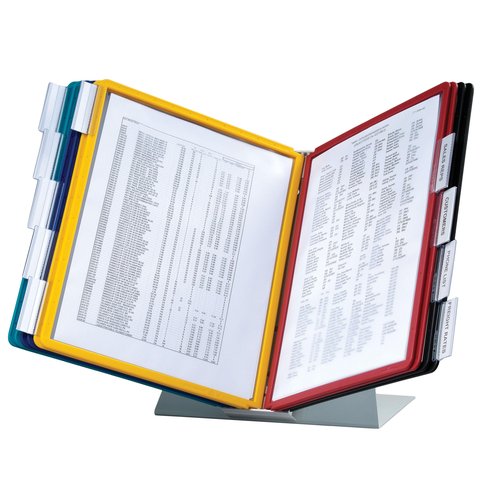 Durable VARIO 20 Pocket Desktop Reference System - Letter Size 10 Double-Sided Panels - Assorted Color Borders