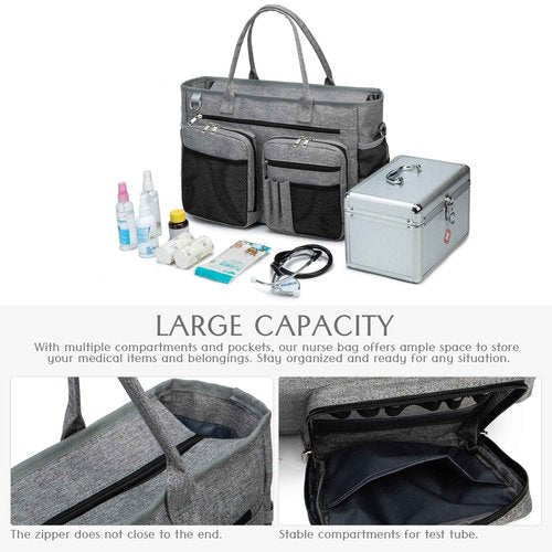 Rabjen Laptop Tote Bag, Work Bag with 3 Pen Slot, Insulated Pockets to Keep Drinks' Temperature.