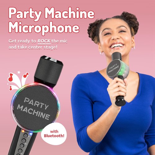 Singing Machine Wireless Karaoke Microphone for Kids & Adults, Party Machine Mic (Black) - Portable Handheld Bluetooth Microphone with Speaker & Voice Changer Effect - Karaoke Mic for Singing