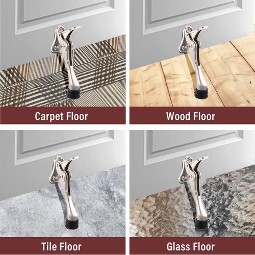 Chumia 12 Pieces Heavy Duty Door Stoppers 5.35 Inches Kickdown Adjustable Kick Down Door Stop for Bottom Easy Pedal with Rubber Tips Commercial(Silver)