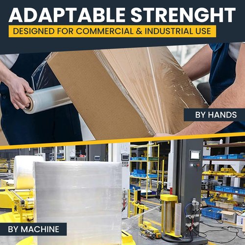 5Seconds Industrial Grade Pallet Stretch Wrap – 18" x 1500 Ft Clear Shrink Wrap, 80 Gauge, 7 Layers, 20 Microns, 800% Stretch – 4 Rolls – Heavy Duty Plastic Wrap for Moving & Storage